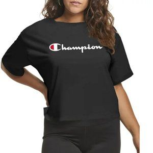 Champion Woman's Plus Size Cropped Graphic Tee - 1X - Black - New With Tags